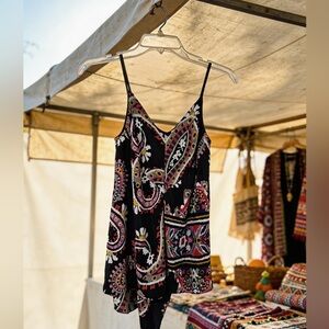 HD in Paris Silk Paisley Asymmetrical Camisole Top Size US 6 Boho